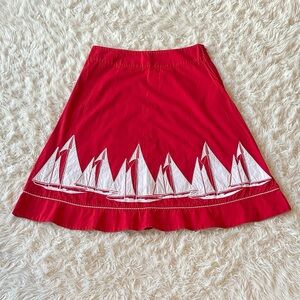Vintage Liz Claiborne red & white sailboat skirt 8P